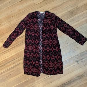 LoveCraft Kimono Sz M Aztec Pattern Red and Black